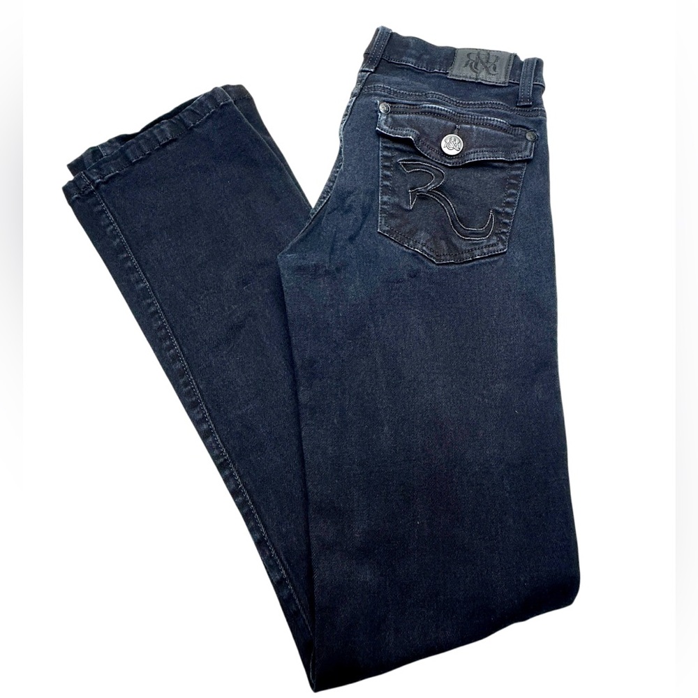 Rock & Republic Dark Navy Blue Kasandra slight flare Jeans Women’s size 6M (D34) - Picture 3 of 11